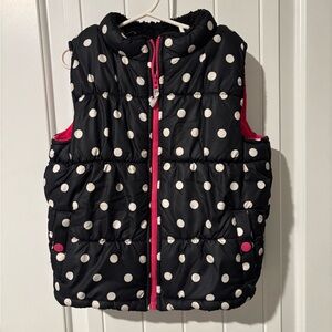 Carter's Black and White Polka Dot Puffer Vest with Pink Trim